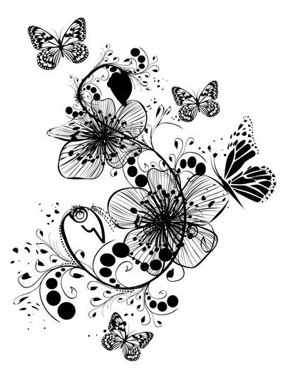 طرح مینیمال ساده پروانه ها روی گل