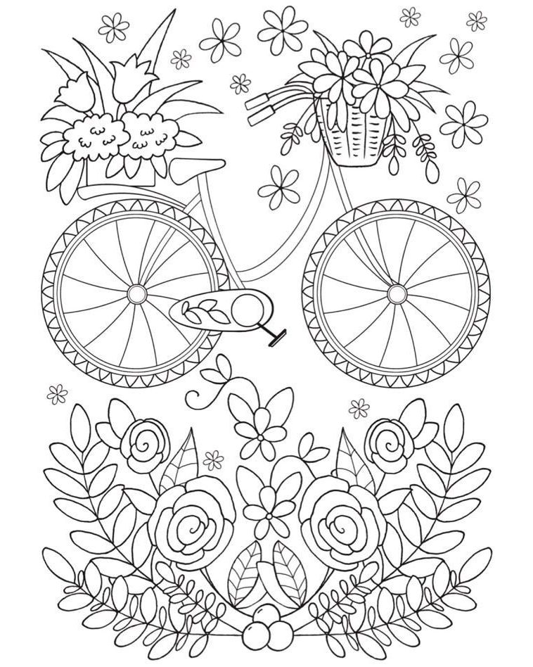 طرج خام گل برزیلی دوچرخه و سبد گل