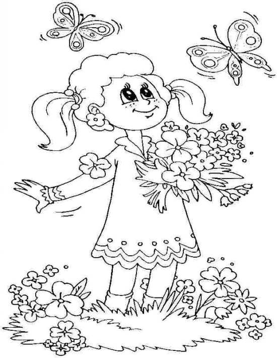 طرح خام گلدوزی برزیلی دختر با گل ها و پروانه ها