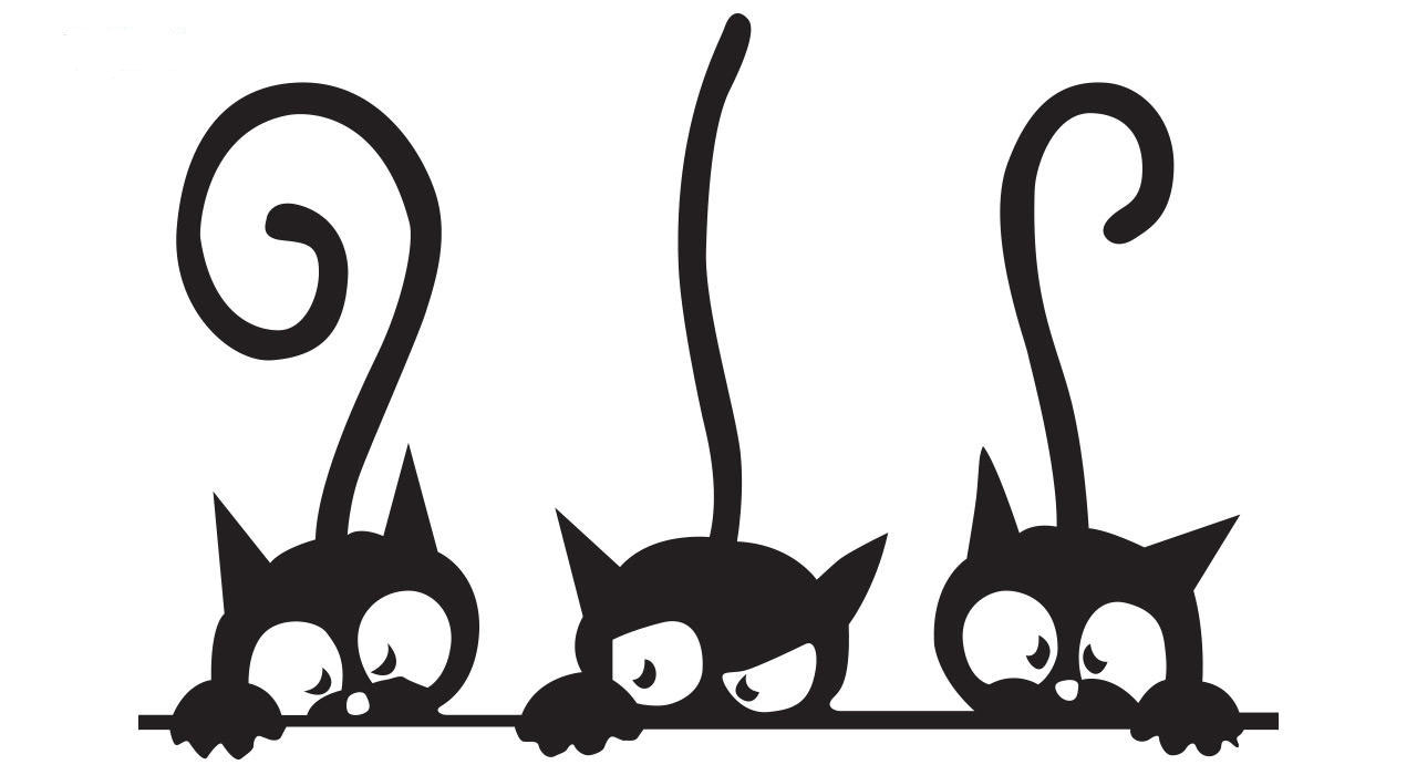 طرح مینیمال ساده سه گربه روی دیوار