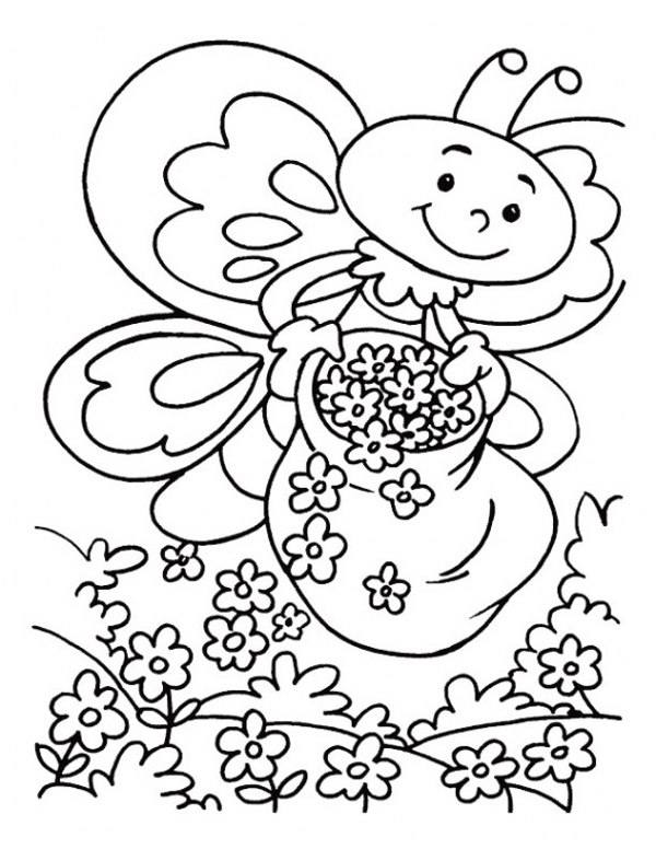 طرح خام گلدوزی برزیلی پروانه و کیسه پر از گل