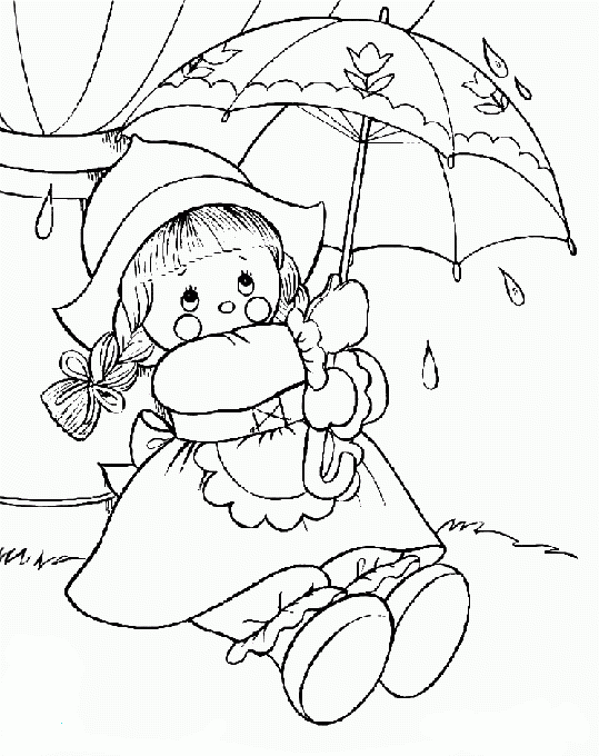 الگوی گلدوزی ساک دستی کودک چتر به دست و قطره باران