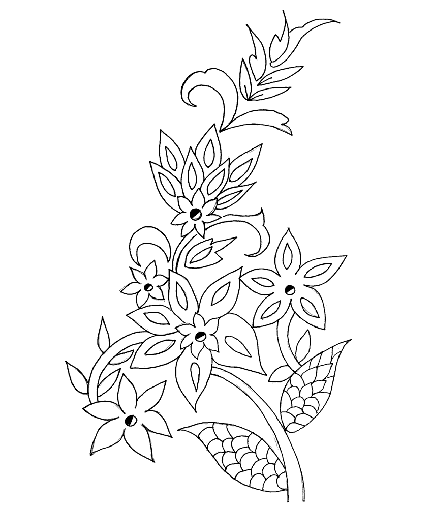 الگوی خام گلدوزی با دست گل سنتی