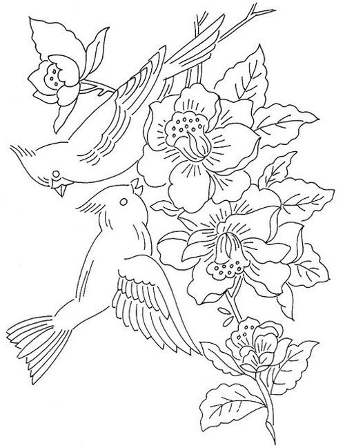 طرح خام گلدوزی پرنده های زیبا
