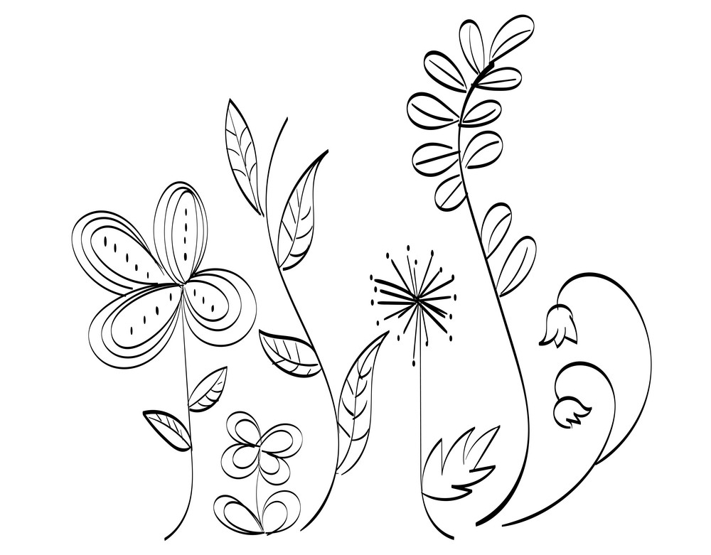 الگوی خام گلدوزی با دست گل ها و برگ ها