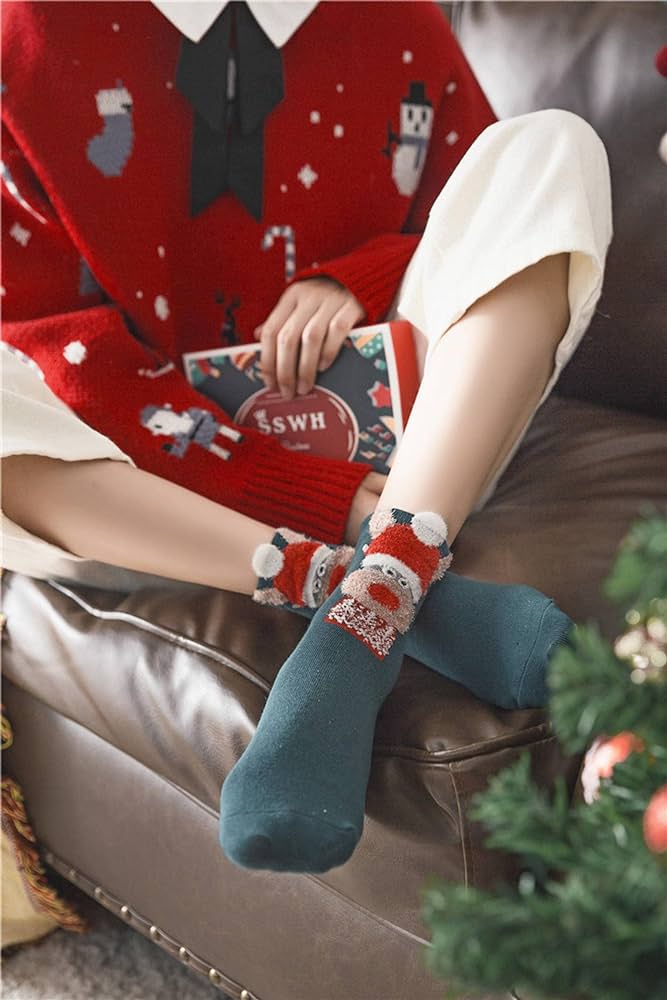 مدل جوراب زنانه طرح کریسمس فانتزی